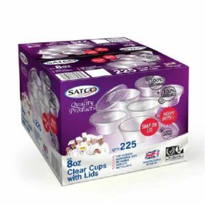 Satco 8oz Round Plastic Pots & Lids