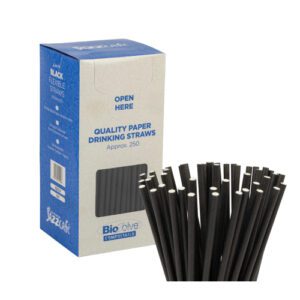 6mm Black Paper Straws 210mm x 6mm (250qty)